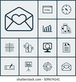Set Of 12 Universal Editable Icons. Can Be Used For Web, Mobile And App Design. Includes Icons Such As Profit Graph, Coding, Presentation And More.