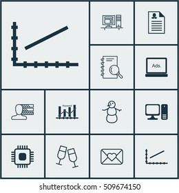 Set Of 12 Universal Editable Icons. Can Be Used For Web, Mobile And App Design. Includes Icons Such As Celebration Letter, Champagne Glasses, Female Application And More.