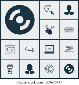 Set Of 12 Universal Editable Icons. Can Be Used For Web, Mobile And App Design. Includes Icons Such As Crossroad, Digital Media, Takeaway Coffee And More.