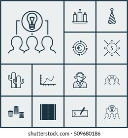 Set Of 12 Universal Editable Icons. Can Be Used For Web, Mobile And App Design. Includes Icons Such As Wax, Money, Achievement Graph And More.