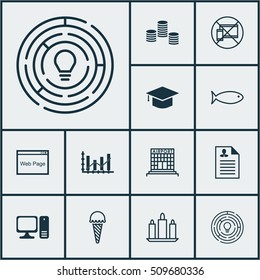 Set Of 12 Universal Editable Icons. Can Be Used For Web, Mobile And App Design. Includes Icons Such As Airport Construction, Graduation, Innovation And More.