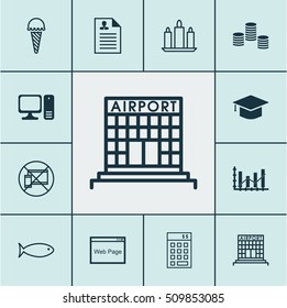 Set Of 12 Universal Editable Icons. Can Be Used For Web, Mobile And App Design. Includes Icons Such As Raise Diagram, Curriculum Vitae, Graduation And More.