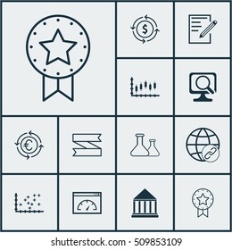 Set Of 12 Universal Editable Icons. Can Be Used For Web, Mobile And App Design. Includes Icons Such As Plot Diagram, Present Badge, Paper And More.