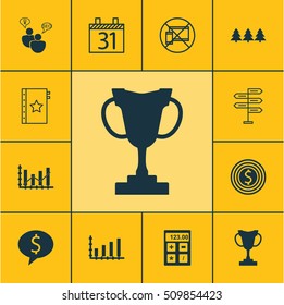 Set Of 12 Universal Editable Icons. Can Be Used For Web, Mobile And App Design. Includes Icons Such As Raise Diagram, Holiday Ornament, Financial And More.