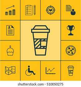 Set Of 12 Universal Editable Icons. Can Be Used For Web, Mobile And App Design. Includes Icons Such As Changes Graph, Accessibility, Report And More.