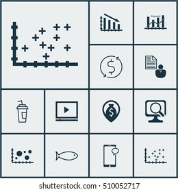 Set Of 12 Universal Editable Icons. Can Be Used For Web, Mobile And App Design. Includes Icons Such As Report, Comparison, Laptop And More.