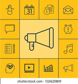 Set Of 12 Universal Editable Icons. Can Be Used For Web, Mobile And App Design. Includes Icons Such As Report, Brain Process, Greeting Email And More.