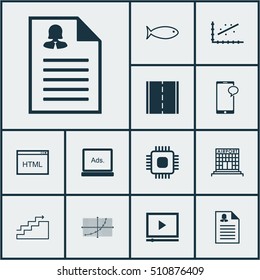 Set Of 12 Universal Editable Icons. Can Be Used For Web, Mobile And App Design. Includes Icons Such As Female Application, Fishing, Line Grid And More.