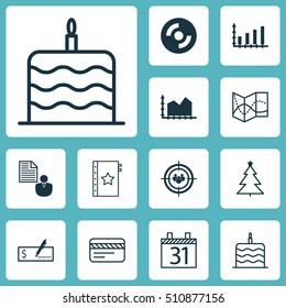 Set Of 12 Universal Editable Icons. Can Be Used For Web, Mobile And App Design. Includes Icons Such As Sequence Graphics, Bank Payment, Decorated Tree And More.