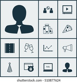 Set Of 12 Universal Editable Icons. Can Be Used For Web, Mobile And App Design. Includes Icons Such As Digital Media, Photo Camera, Sliced Pizza And More.