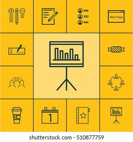 Set Of 12 Universal Editable Icons. Can Be Used For Web, Mobile And App Design. Includes Icons Such As Sweet, Cooperation, Decision Making And More.