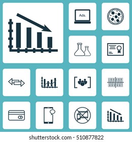Set Of 12 Universal Editable Icons. Can Be Used For Web, Mobile And App Design. Includes Icons Such As Digital Media, Sinus Graph, Messaging And More.