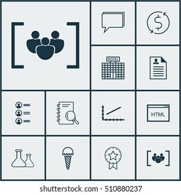 Set Of 12 Universal Editable Icons. Can Be Used For Web, Mobile And App Design. Includes Icons Such As Conference, Present Badge, Coding And More.