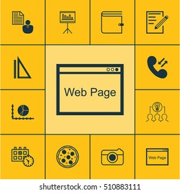 Set Of 12 Universal Editable Icons. Can Be Used For Web, Mobile And App Design. Includes Icons Such As Presentation, Appointment, Report And More.