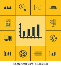 Set Of 12 Universal Editable Icons. Can Be Used For Web, Mobile And App Design. Includes Icons Such As Desktop Computer, Sweet, Investment And More.