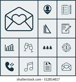 Set Of 12 Universal Editable Icons. Can Be Used For Web, Mobile And App Design. Includes Icons Such As Cellular Data, Profit Graph, Female Application And More.