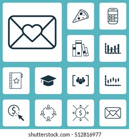 Set Of 12 Universal Editable Icons. Can Be Used For Web, Mobile And App Design. Includes Icons Such As Raise Diagram, Questionnaire, Calculation And More.