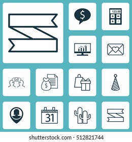 Set Of 12 Universal Editable Icons. Can Be Used For Web, Mobile And App Design. Includes Icons Such As Report, Shopping, Cooperation And More.