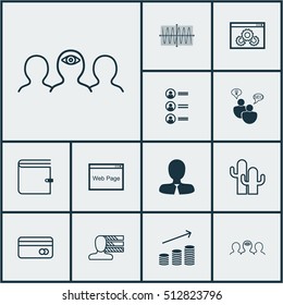 Set Of 12 Universal Editable Icons. Can Be Used For Web, Mobile And App Design. Includes Icons Such As Wallet, Cacti, Coaching And More.