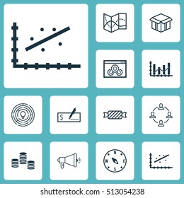 Set Of 12 Universal Editable Icons. Can Be Used For Web, Mobile And App Design. Includes Icons Such As Raise Diagram, Collaboration, Sweet And More.