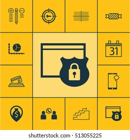 Set Of 12 Universal Editable Icons. Can Be Used For Web, Mobile And App Design. Includes Icons Such As Growth, Date, Circle Graph And More.