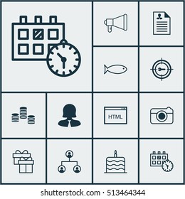 Set Of 12 Universal Editable Icons. Can Be Used For Web, Mobile And App Design. Includes Icons Such As Street, Money, Appointment And More.