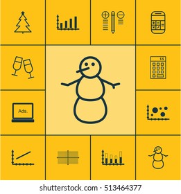 Set Of 12 Universal Editable Icons. Can Be Used For Web, Mobile And App Design. Includes Icons Such As Decorated Tree, Square Diagram, Investment And More.
