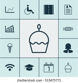 Set Of 12 Universal Editable Icons. Can Be Used For Web, Mobile And App Design. Includes Icons Such As Accessibility, Graduation, Business Woman And More.