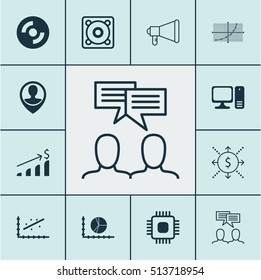 Set Of 12 Universal Editable Icons. Can Be Used For Web, Mobile And App Design. Includes Icons Such As Desktop Computer, Employee Location, Analytics And More.