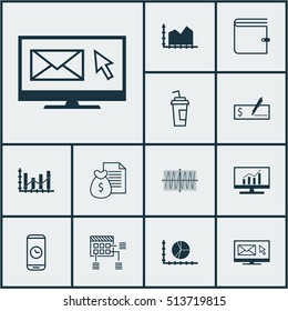 Set Of 12 Universal Editable Icons. Can Be Used For Web, Mobile And App Design. Includes Icons Such As Report, Sequence Graphics, Schedule And More.