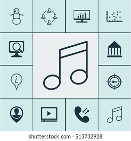 Set Of 12 Universal Editable Icons. Can Be Used For Web, Mobile And App Design. Includes Icons Such As Collaboration, Cellular Data, Video Player And More.
