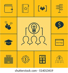 Set Of 12 Universal Editable Icons. Can Be Used For Web, Mobile And App Design. Includes Icons Such As Collaborative Solution, Website, Questionnaire And More.