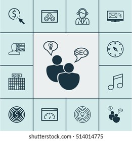 Set Of 12 Universal Editable Icons. Can Be Used For Web, Mobile And App Design. Includes Icons Such As Innovation, Operator, Business Goal And More.