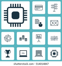 Set Of 12 Universal Editable Icons. Can Be Used For Web, Mobile And App Design. Includes Icons Such As Report, Bank Card, Chip And More.