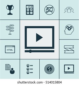 Set Of 12 Universal Editable Icons. Can Be Used For Web, Mobile And App Design. Includes Icons Such As Opportunity, Cooperation, Business Goal And More.