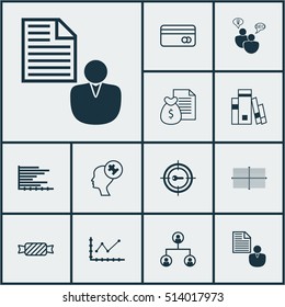 Set Of 12 Universal Editable Icons. Can Be Used For Web, Mobile And App Design. Includes Icons Such As Bars Chart, SEO Brainstorm, Square Diagram And More.
