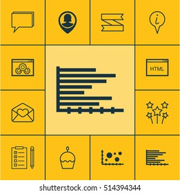Set Of 12 Universal Editable Icons. Can Be Used For Web, Mobile And App Design. Includes Icons Such As Info Pointer, Bars Chart, Website Performance And More.