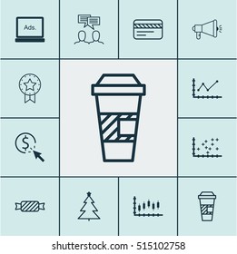Set Of 12 Universal Editable Icons. Can Be Used For Web, Mobile And App Design. Includes Icons Such As Sweet, Discussion, Changes Graph And More.
