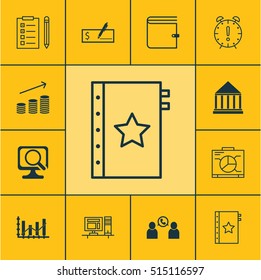 Set Of 12 Universal Editable Icons. Can Be Used For Web, Mobile And App Design. Includes Icons Such As Phone Conference, Reminder, Raise Diagram And More.