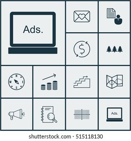 Set Of 12 Universal Editable Icons. Can Be Used For Web, Mobile And App Design. Includes Icons Such As Report, Square Diagram, Holiday Ornament And More.