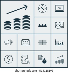 Set Of 12 Universal Editable Icons. Can Be Used For Web, Mobile And App Design. Includes Icons Such As Analysis, Square Diagram, Locate And More.