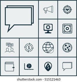 Set Of 12 Universal Editable Icons. Can Be Used For Web, Mobile And App Design. Includes Icons Such As Circle Graph, Connectivity, Discussion And More.