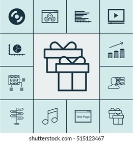 Set Of 12 Universal Editable Icons. Can Be Used For Web, Mobile And App Design. Includes Icons Such As Coins Growth, Bars Chart, Crotchets And More.