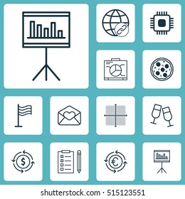 Set Of 12 Universal Editable Icons. Can Be Used For Web, Mobile And App Design. Includes Icons Such As Currency Recycle, Champagne Glasses, Money Recycle And More.