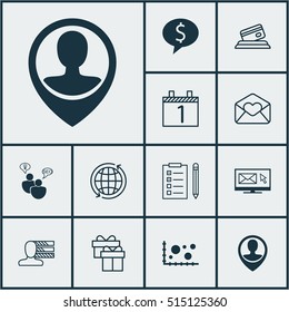 Set Of 12 Universal Editable Icons. Can Be Used For Web, Mobile And App Design. Includes Icons Such As Personal Skills, Credit Card, Greeting Email And More.