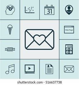 Set Of 12 Universal Editable Icons. Can Be Used For Web, Mobile And App Design. Includes Icons Such As Date, Employee Location, Brain Process And More.