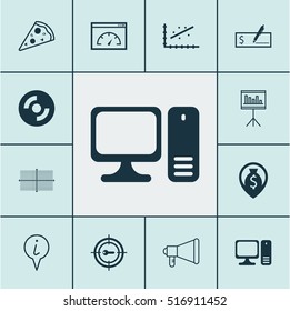 Set Of 12 Universal Editable Icons. Can Be Used For Web, Mobile And App Design. Includes Icons Such As Presentation, Loading Speed, Square Diagram And More.