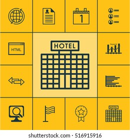 Set Of 12 Universal Editable Icons. Can Be Used For Web, Mobile And App Design. Includes Icons Such As Pin, Crossroad, Bars Chart And More.