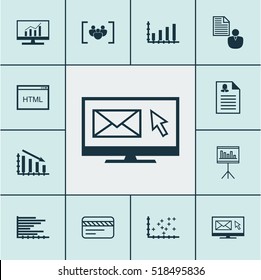 Set Of 12 Universal Editable Icons. Can Be Used For Web, Mobile And App Design. Includes Icons Such As Newsletter, Plot Diagram, Coding And More.