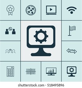 Set Of 12 Universal Editable Icons. Can Be Used For Web, Mobile And App Design. Includes Icons Such As Sinus Graph, Wireless, Pin And More.